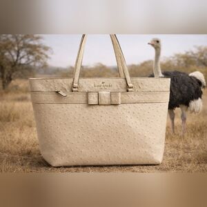 Low Start Ostritch Embossed Kate Spade Cream Tote